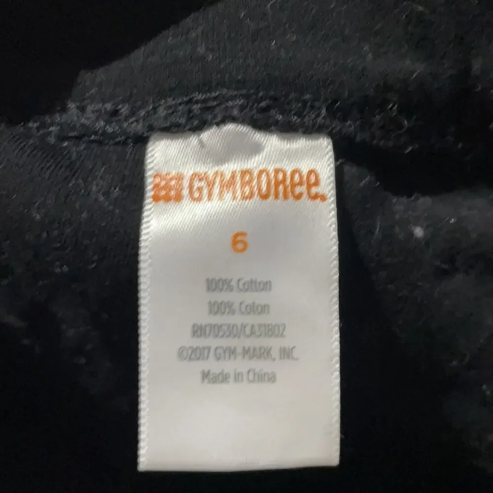 Gymboree 6 black pull on stretch leggings 💯 cotton silver zippered pockets euc
